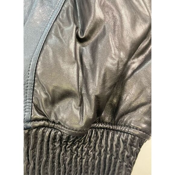 Vintage The Original 8 Ball Leather Bomber Jacket Black Navy Cream Size Large - Picture 10 of 15